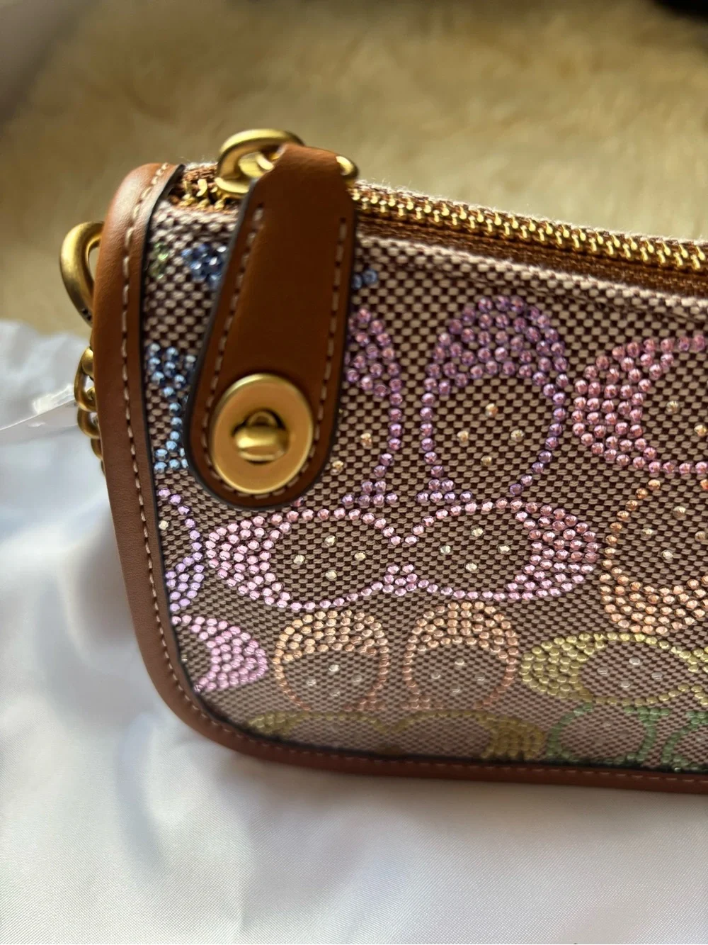 Coach Swinger Bag 20 With Chain In Crystal Signature Jacquard